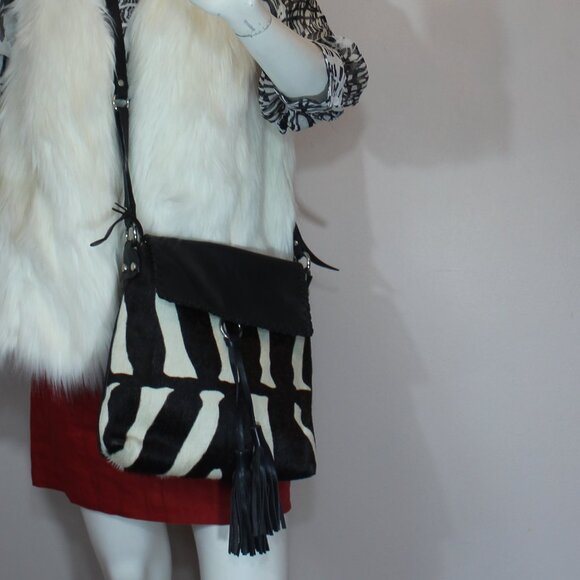 VTD Cavalcanti Genuine Cow pattern Leather Shoulder Black bag Made in Italy - Picture 2 of 9